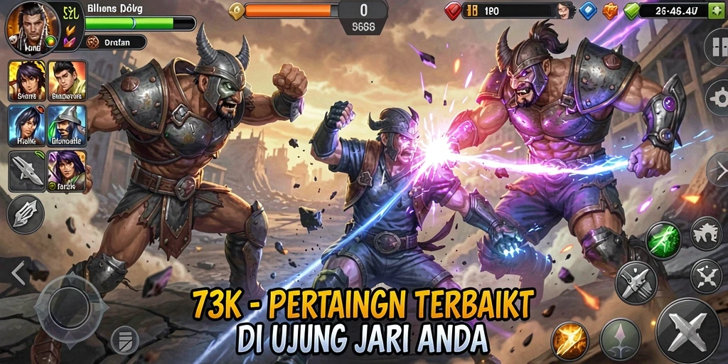 Tampilan gameplay seru dari pertarungan karakter 73K.