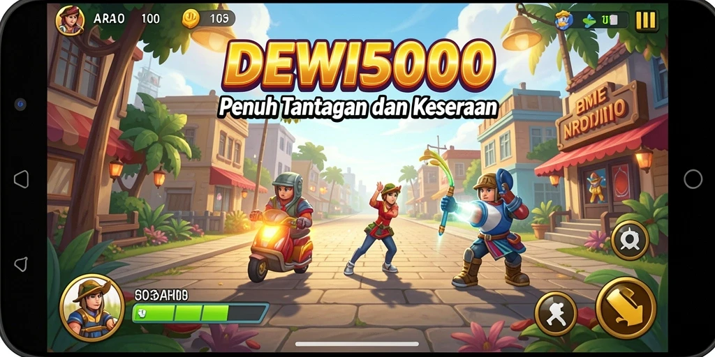 Tampilan gameplay DEWI5000 yang seru dan penuh warna.