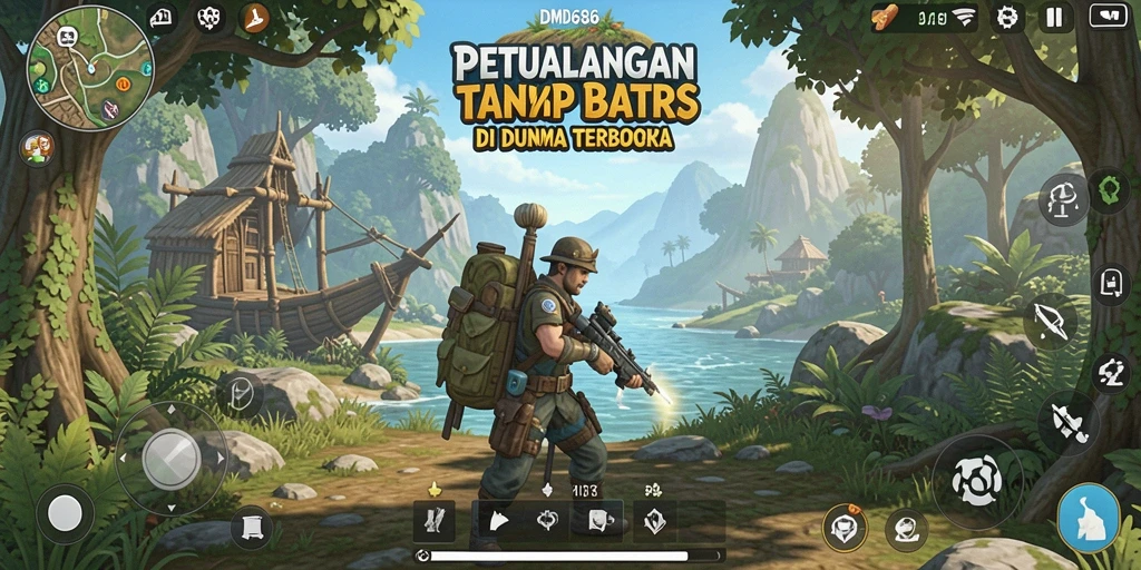 Tampilan gameplay mendalam di dunia terbuka DMD686.