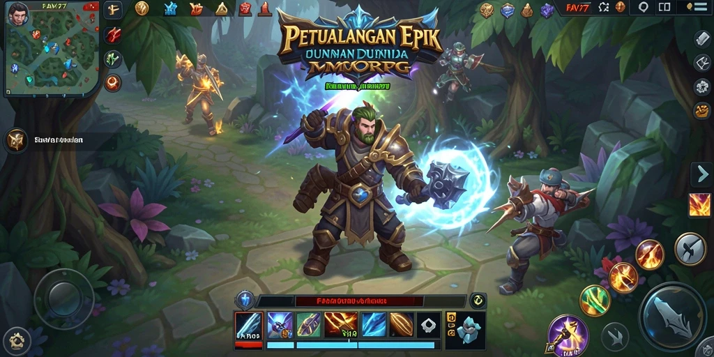 Screenshot FAV77 menampilkan aksi seru dalam pertempuran MMORPG.