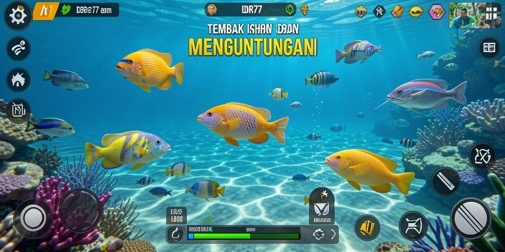 Tangkapan layar permainan Tembak Ikan yang seru dan penuh warna.