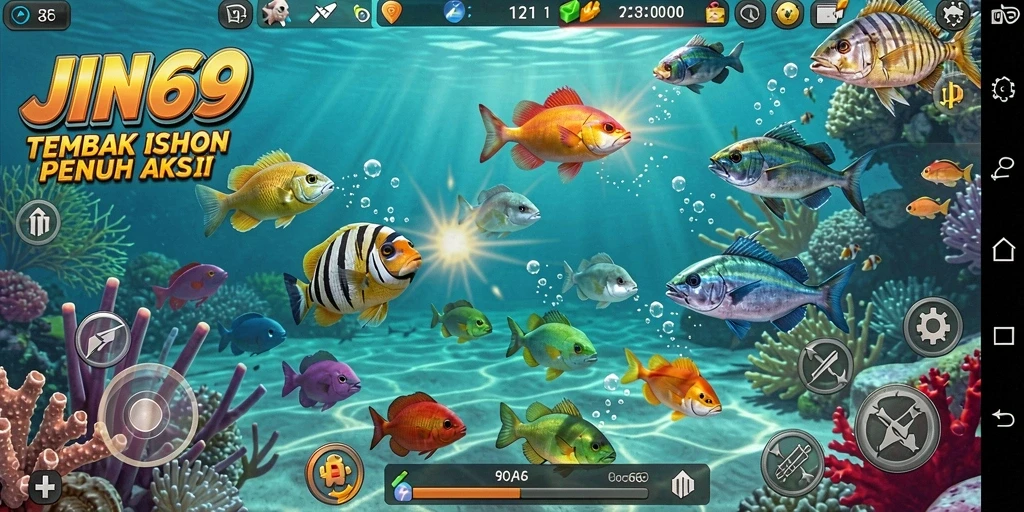 Screenshot JIN69 menampilkan aksi menembak ikan yang seru.