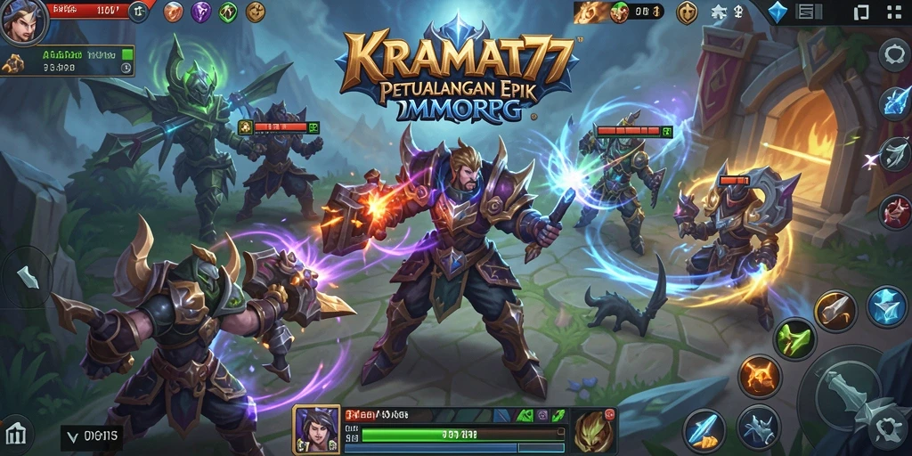 Screenshot gameplay KRAMAT77 menampilkan pertarungan epik antar karakter.