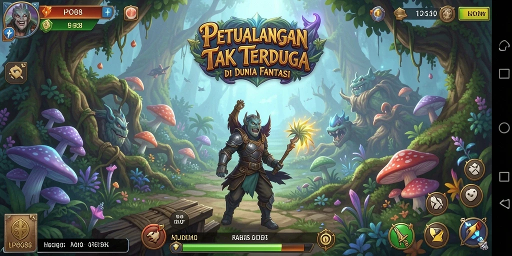 Screenshot gameplay LPO88 menampilkan petualangan karakter dalam dunia fantastik.