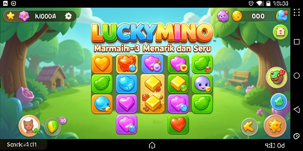 Tampilan gameplay LUCKYMINO yang seru dan penuh warna.