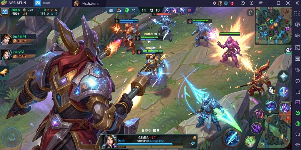 Screenshot gameplay yang menunjukkan aksi seru dalam MOBA.