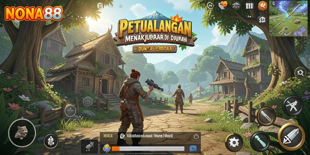 Gameplay NONA88 menunjukkan keindahan dunia terbuka yang luas dan interaktif.