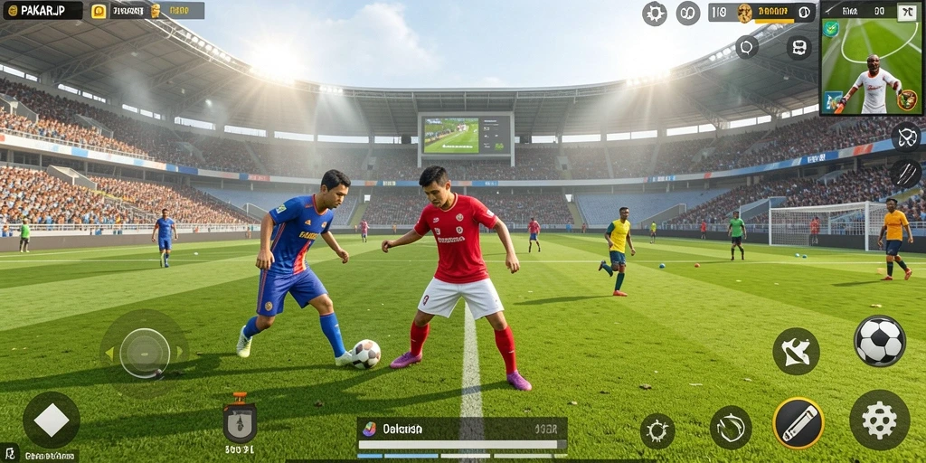 Tangkapan layar gameplay PAKARJP yang menunjukkan aksi seru dalam olahraga.