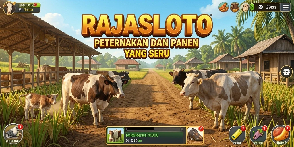 Tampilan gameplay <strong>RAJASLOTO</strong> yang seru saat bertani dan memanen.