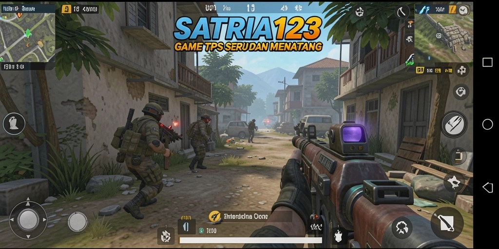 Screenshot gameplay SATRIA123 menampilkan aksi seru dalam pertempuran TPS.