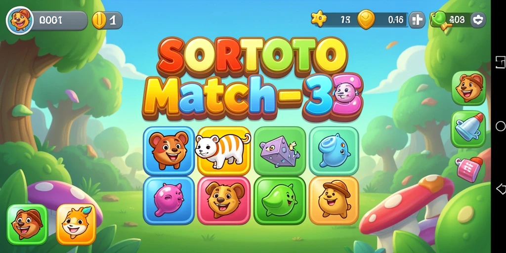 Gameplay SORTOTO dengan elemen Match-3 yang menantang dan seru.