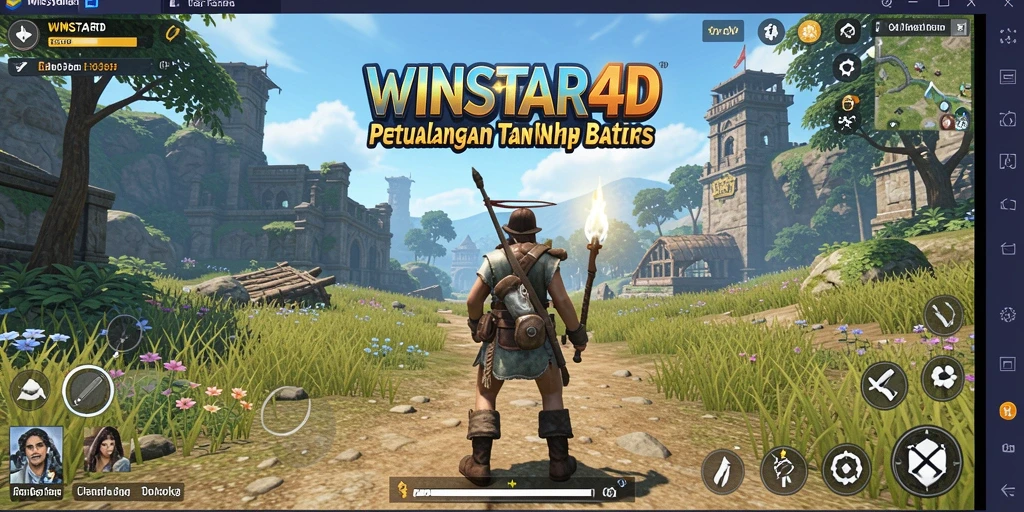 Tampilan utama gameplay WINSTAR4D dalam dunia terbuka yang luas.